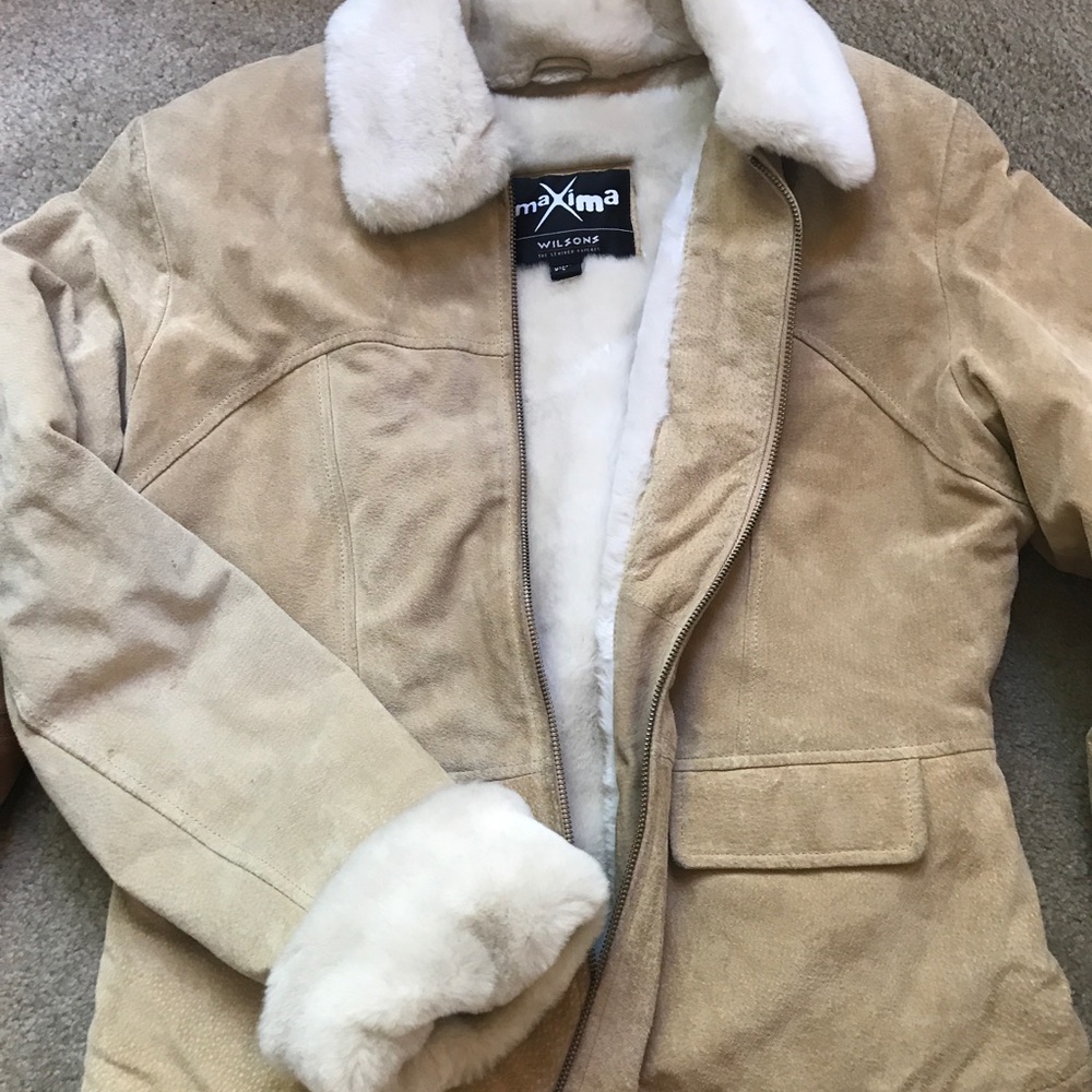 Suede and fur winter coat